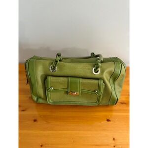 Franklin Covey Leather Satchel Top‎ Handle Bag Green Work Travel